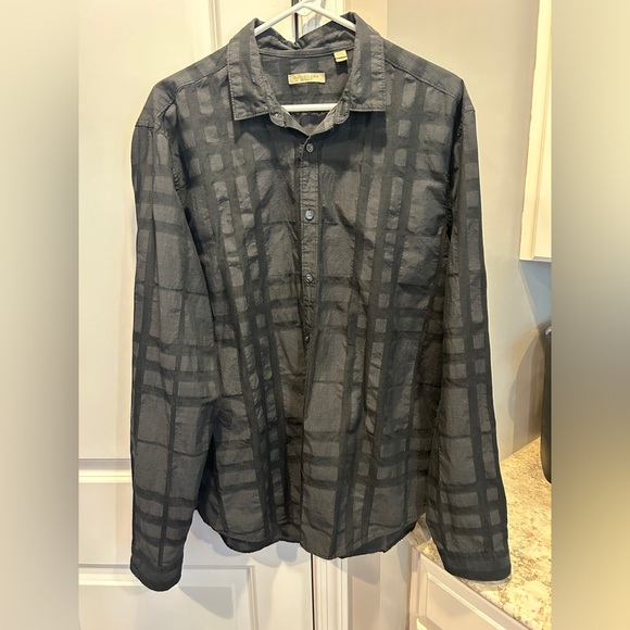 Men’s Burberry Brit Button Down Black Dark Grey Shirt Xxl - Picture 4 of 12